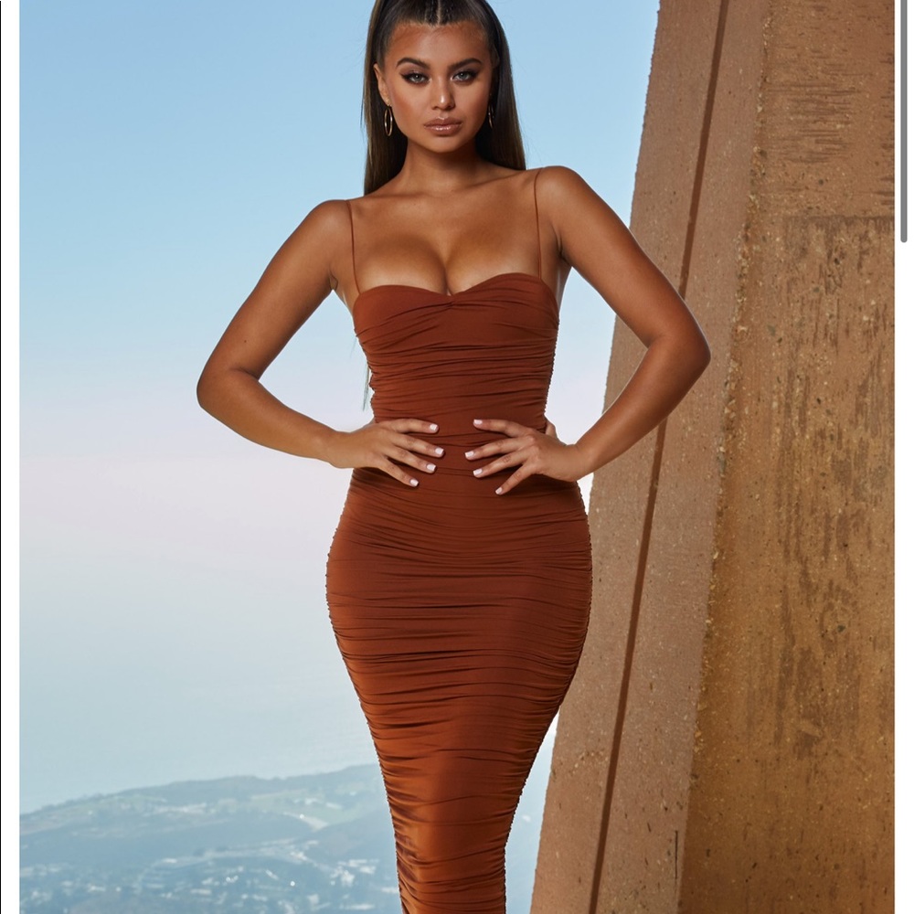 Oh Polly rust midi dress worn once size US 4